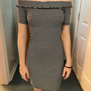 Black and white striped dress